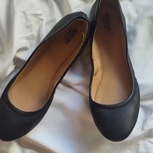 Black faux-leather Ballet flats